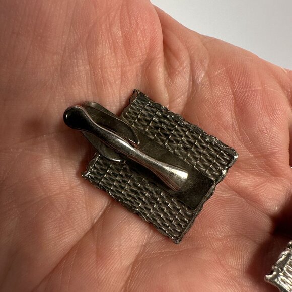 Mens Vintage Mariner Cufflinks & Tie Clip Set Black Silver Fish Nautical - Picture 8 of 8